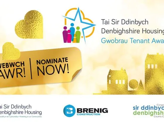 Baner enwebu Gwobrau Tenantiaid Tai Sir Ddinbych