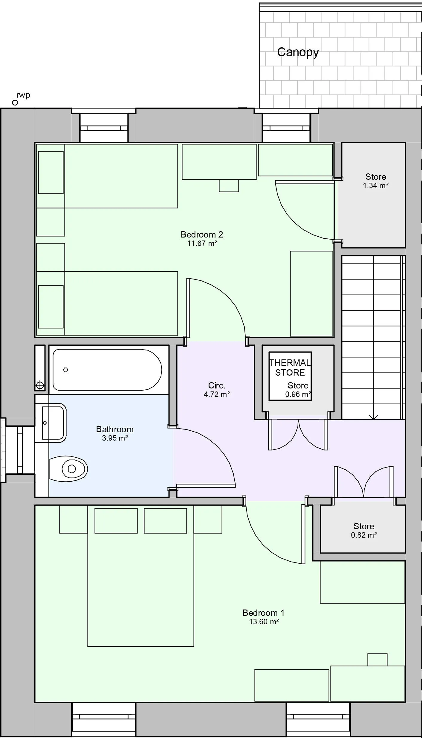 Llwyn Eirin two bedroom house - type 1 - first floor